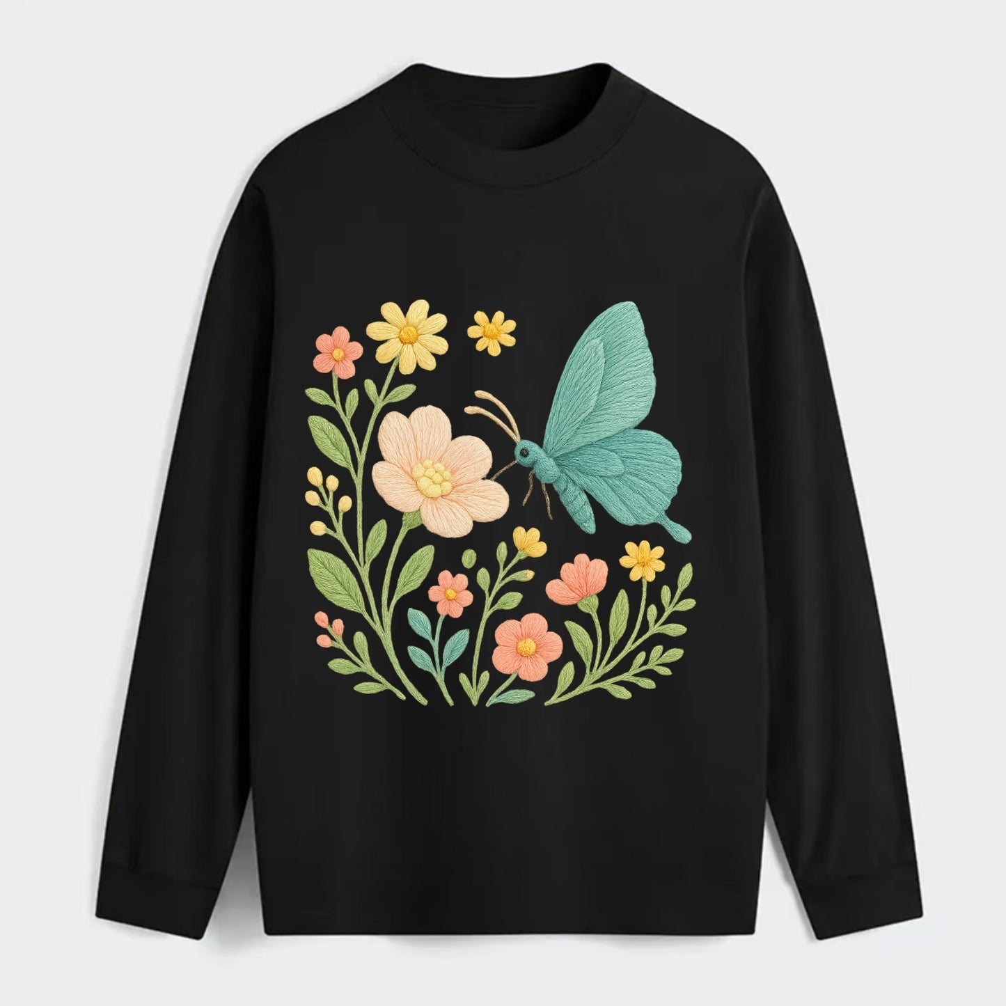 Mint Night Butterfly - Classic Long Sleeve Shirt - Black