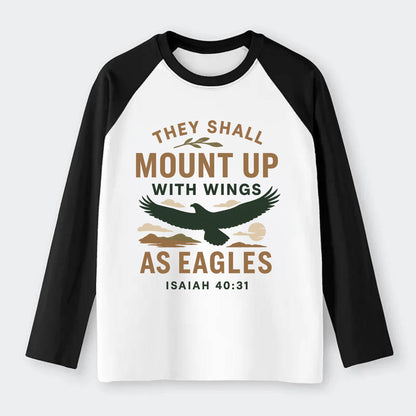 Isaiah 40:31 Eagle - Raglan Long Sleeve T-Shirt - Black