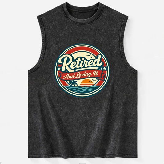 Carefree Retirement Emblem - Vintage Washed Tank - Black