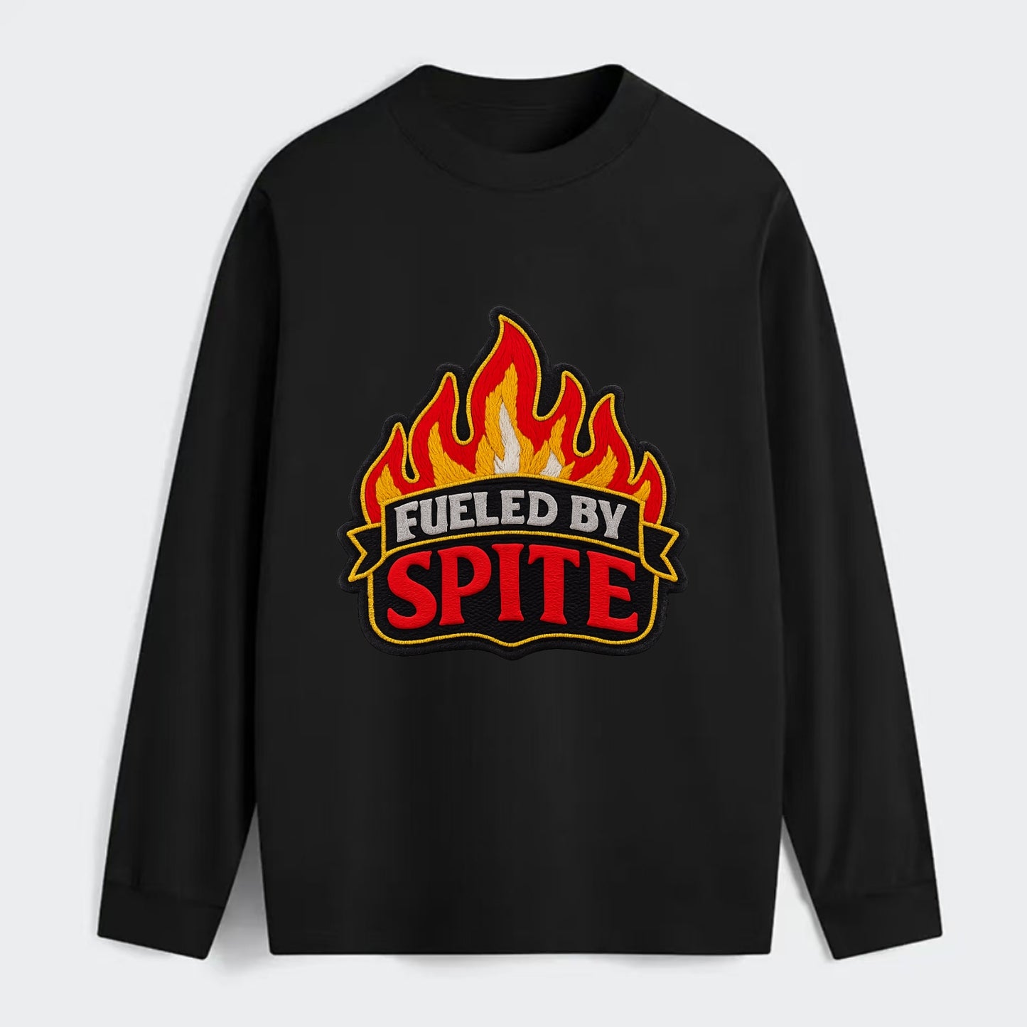 FUELED BY SPITE - fire with text in black and red , petty motivation - Classic Long Sleeve Shirt - Black