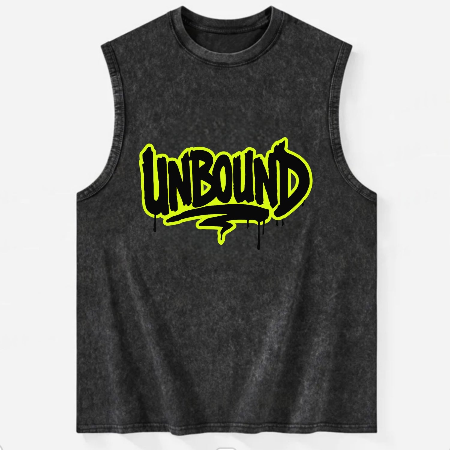 Bold typography design - "UNBOUND" - without limits, free from constraints - Vintage Washed Tank - Black