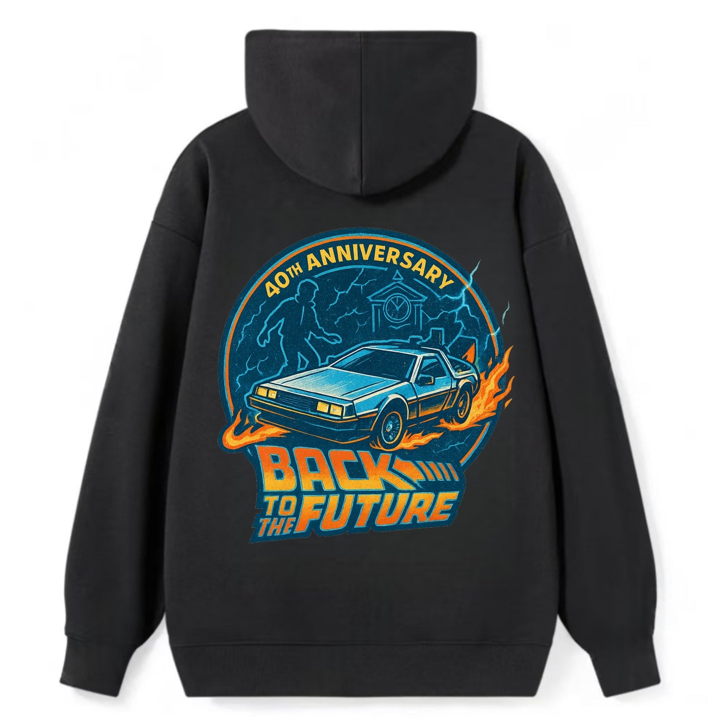 Back To The Future 40th Anniversary - Classic Pullover Hoodie - Black