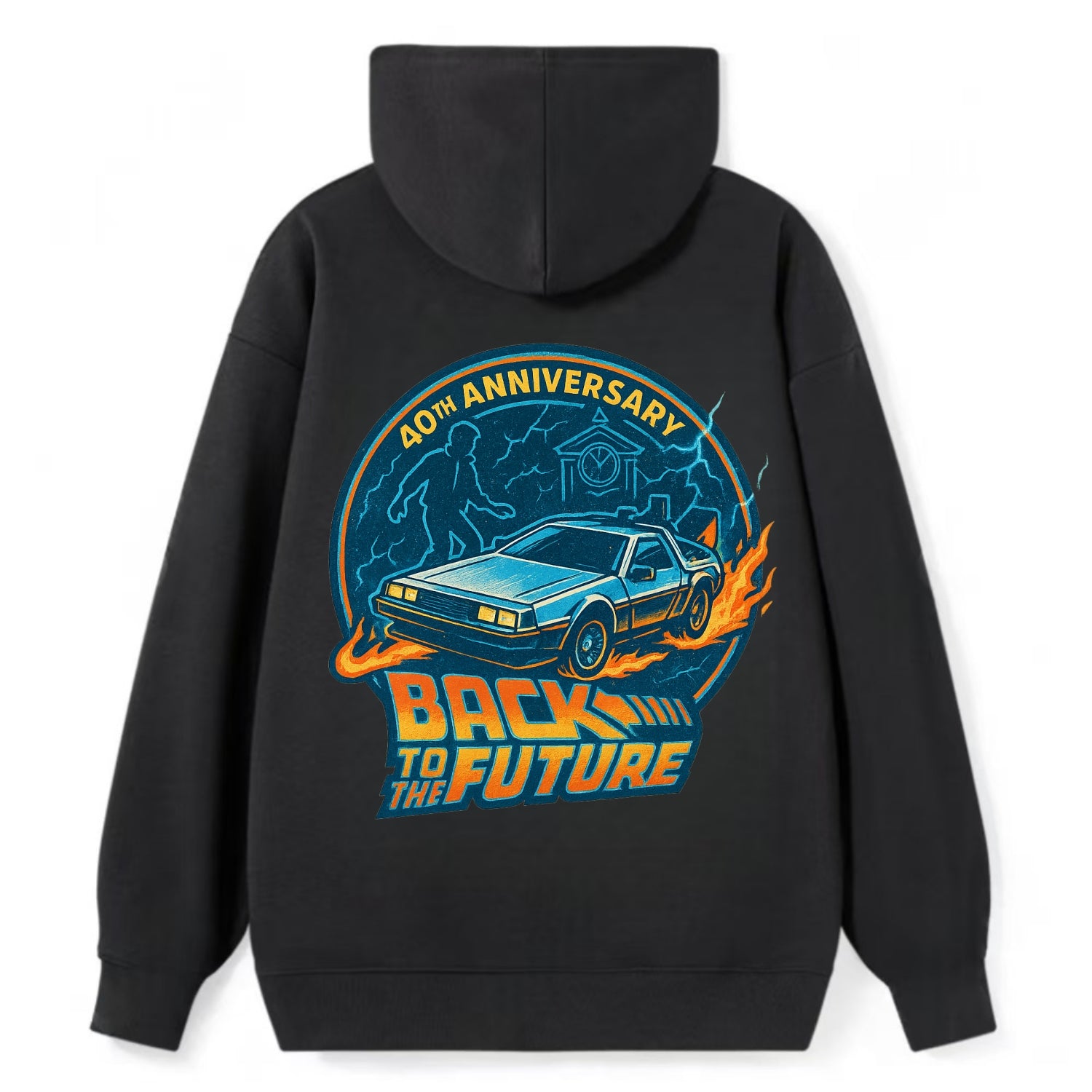 Back To The Future 40th Anniversary - Classic Pullover Hoodie - Black