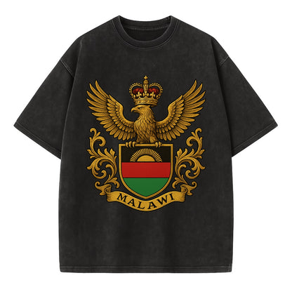 Malawi Royal Logo  - Vintage T-shirt - Black