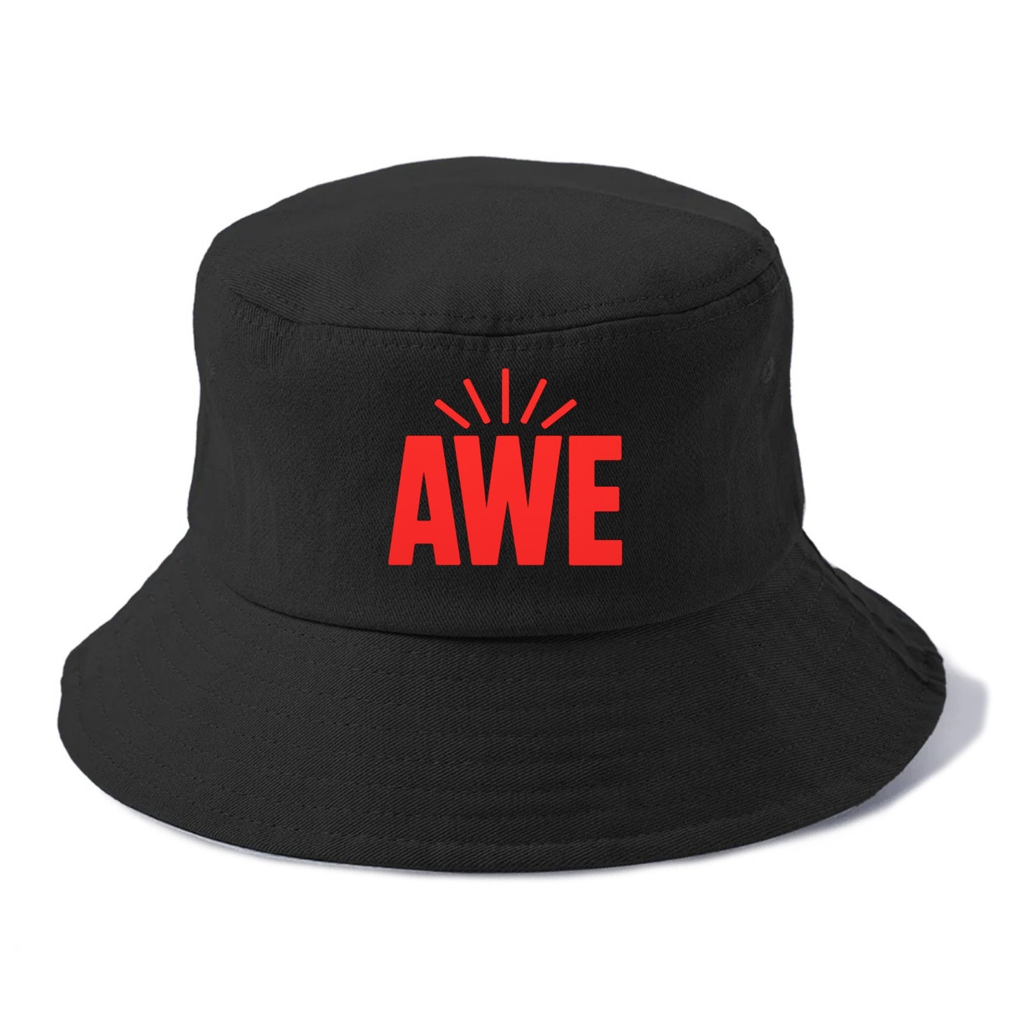 Bold typography design - "AWE" - overwhelming wonder - Bucket Hat - Black