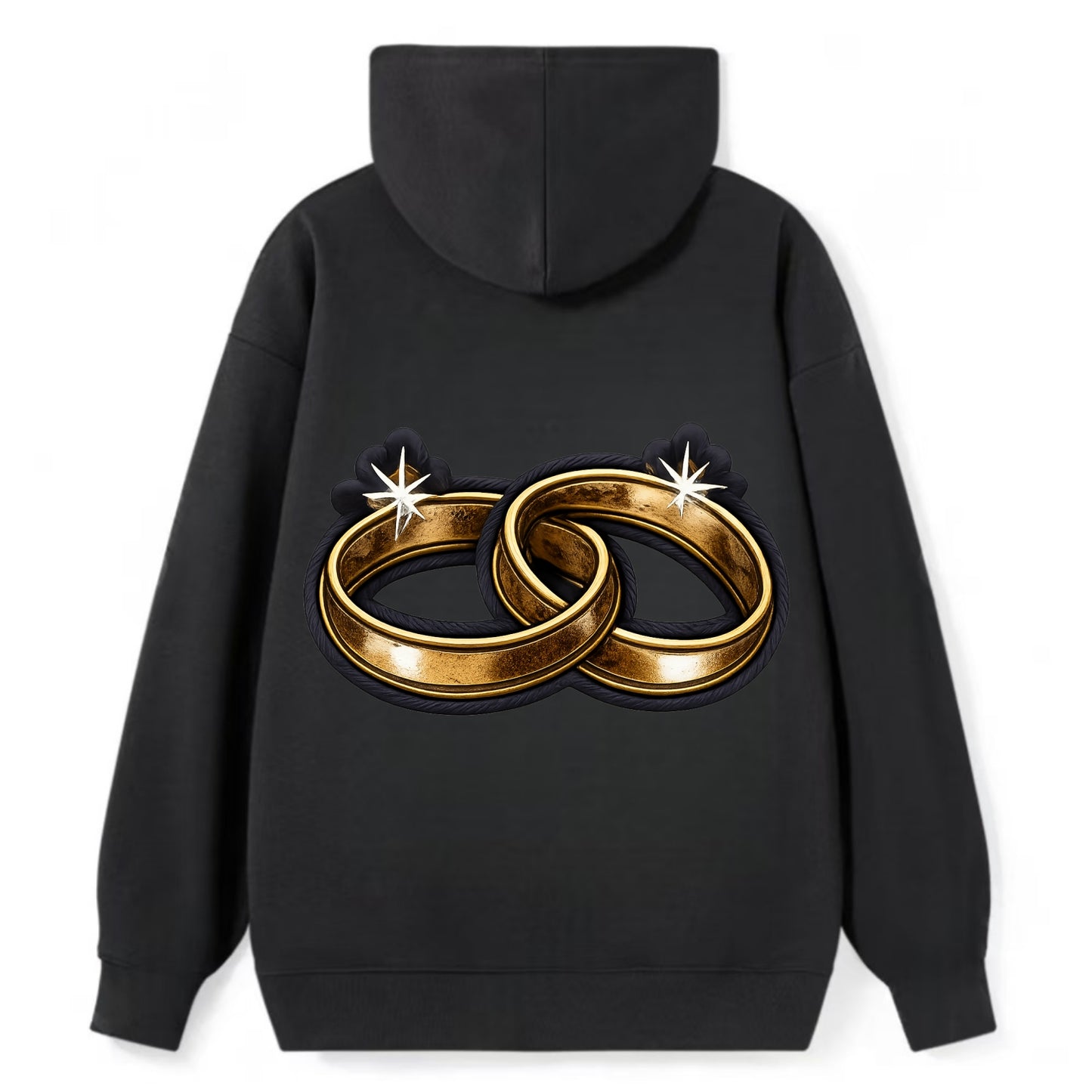 WEDDING RINGS - interlocked bands in gold , marriage - Classic Pullover Hoodie - Black