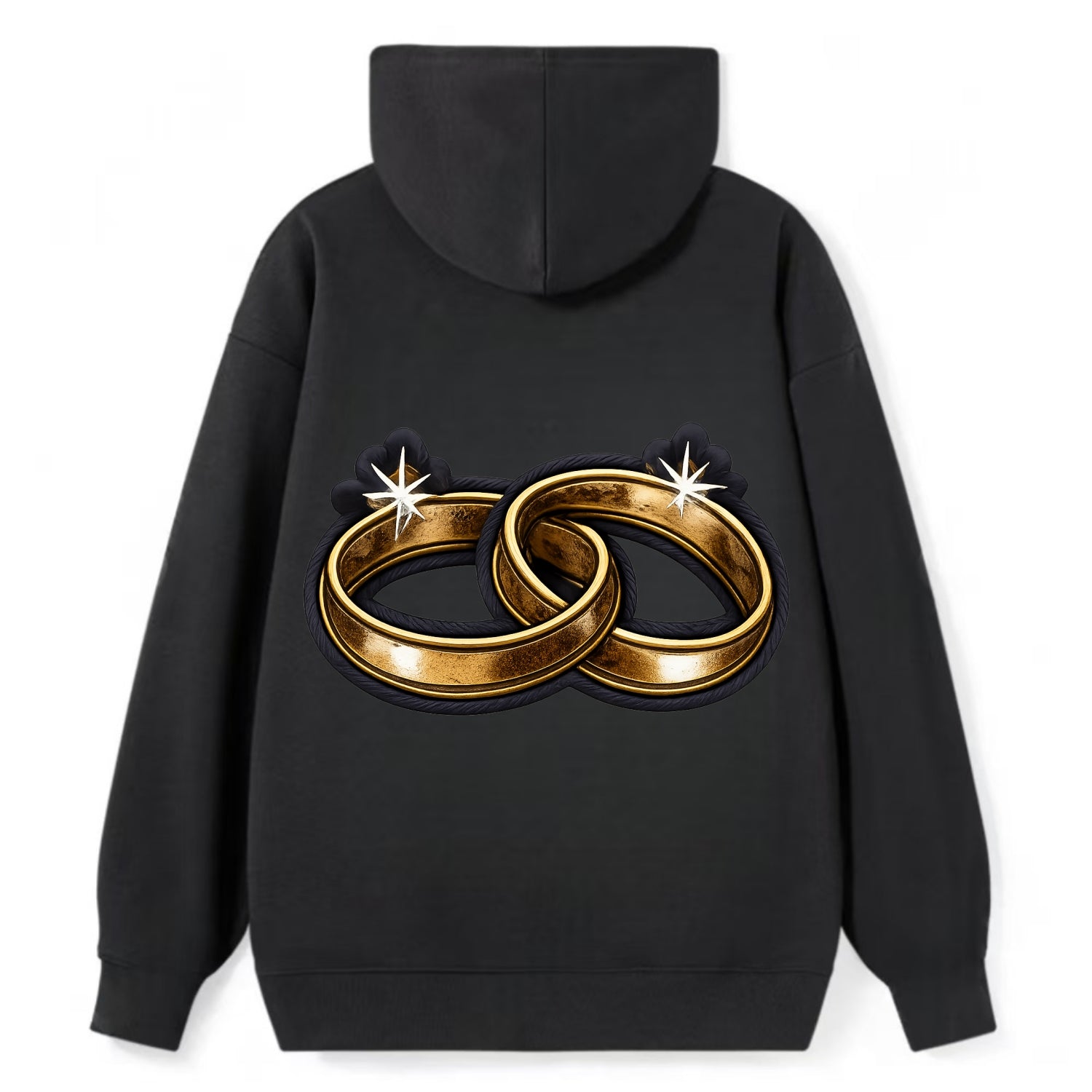 WEDDING RINGS - interlocked bands in gold , marriage - Classic Pullover Hoodie - Black