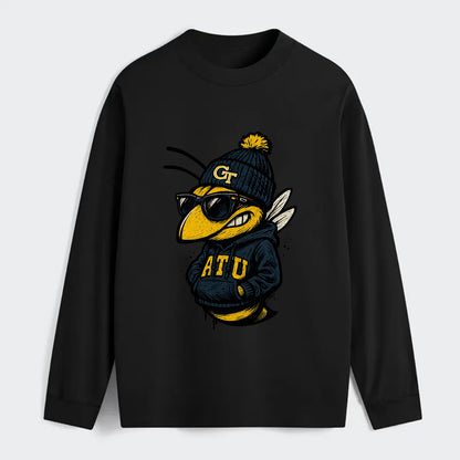 Atlanta Yellow Jacket wearing Georgia Tech beanie with GT patch - Classic Long Sleeve Shirt - Black