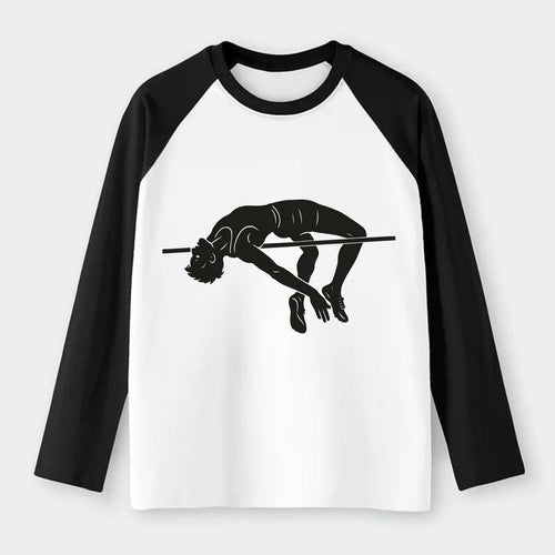 High jumper arching over bar - Raglan Long Sleeve T-Shirt