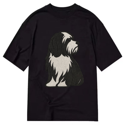 Tibetan Terrier - Black and white long c - Classic T-shirt - Black