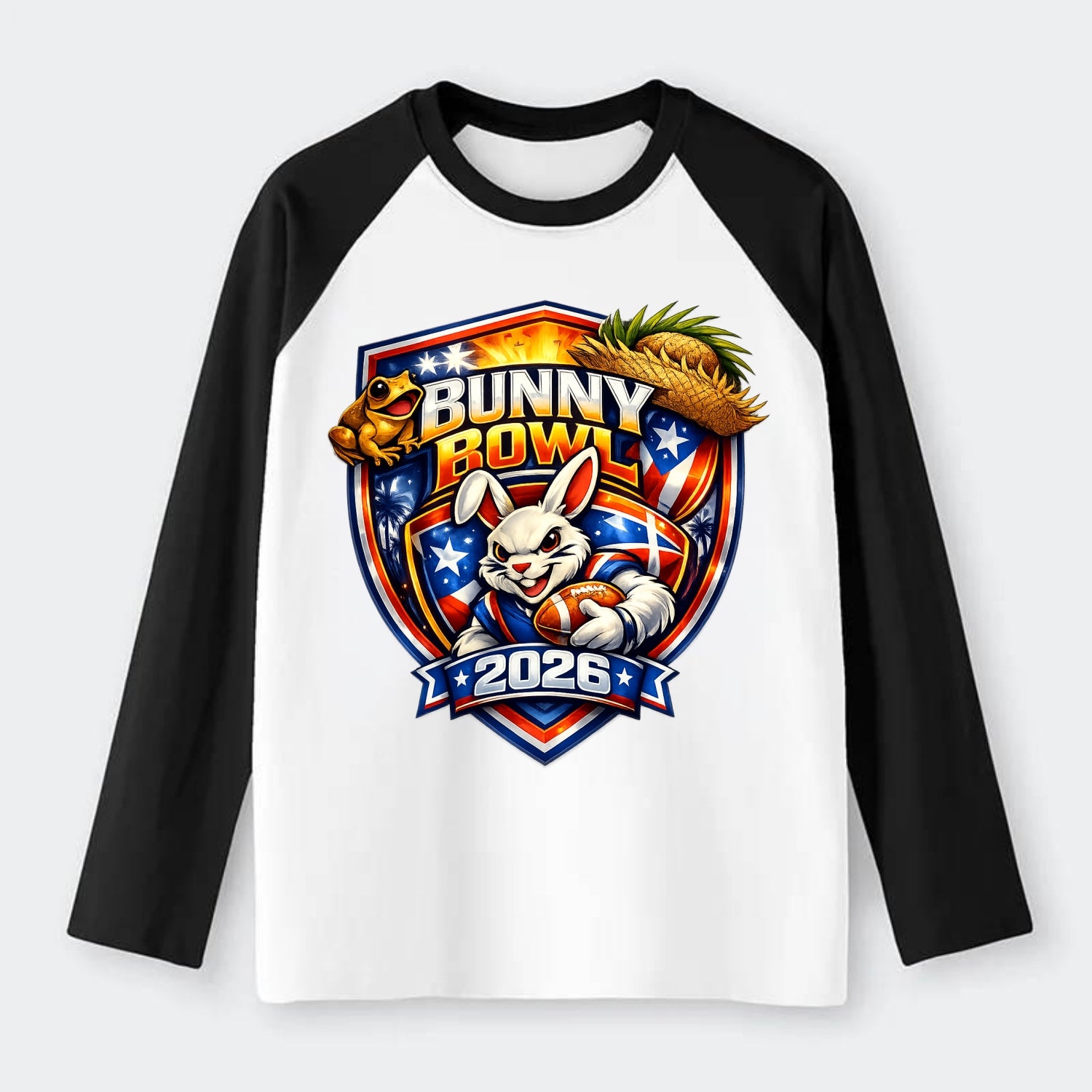 Bunny Bowl 2026 - Raglan Long Sleeve T-Shirt - Black