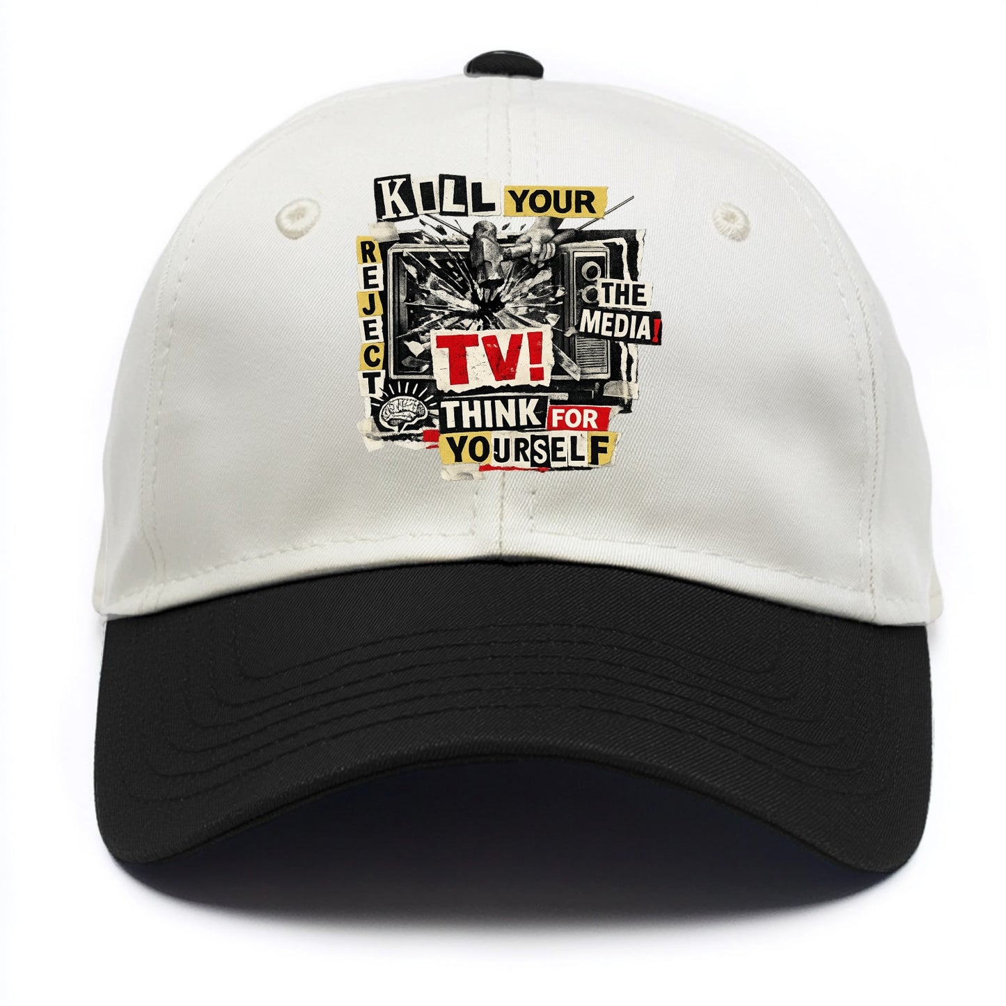 KILL YOUR TV | Smashed television | Reject media | Think for yourself | Analog - Two Tone Cap - Black
