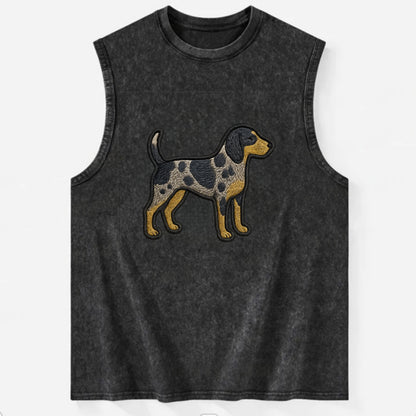 Bluetick Coonhound - Trendy spotted hound logo with prominent black border - Vintage Washed Tank - Black
