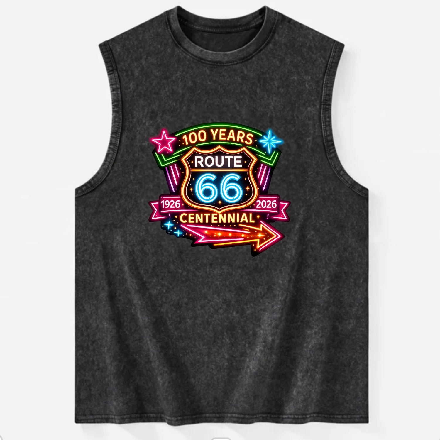 CENTENNIAL BADGE | 100 Years celebration emblem | 1926-2026 dates | - Vintage Washed Tank - Black
