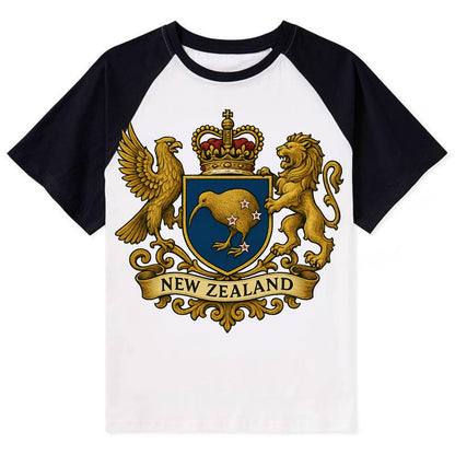 New Zealand Heritage Badge - Contrast Raglan T-shirt - Black