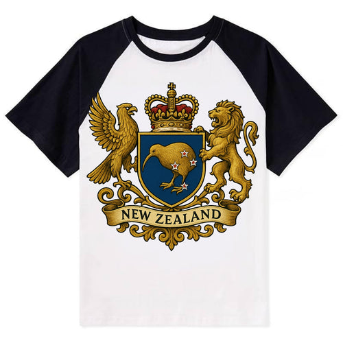 New Zealand Heritage Badge - Contrast Raglan T-shirt