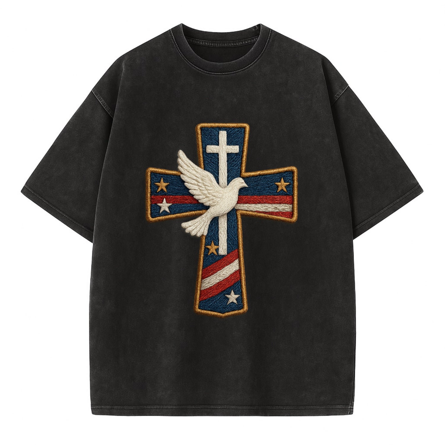 Dove and Cross  - Vintage T-shirt - Black