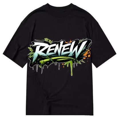 Bold typography design - "RENEW" - starting fresh, regenerating - Classic T-shirt - Black