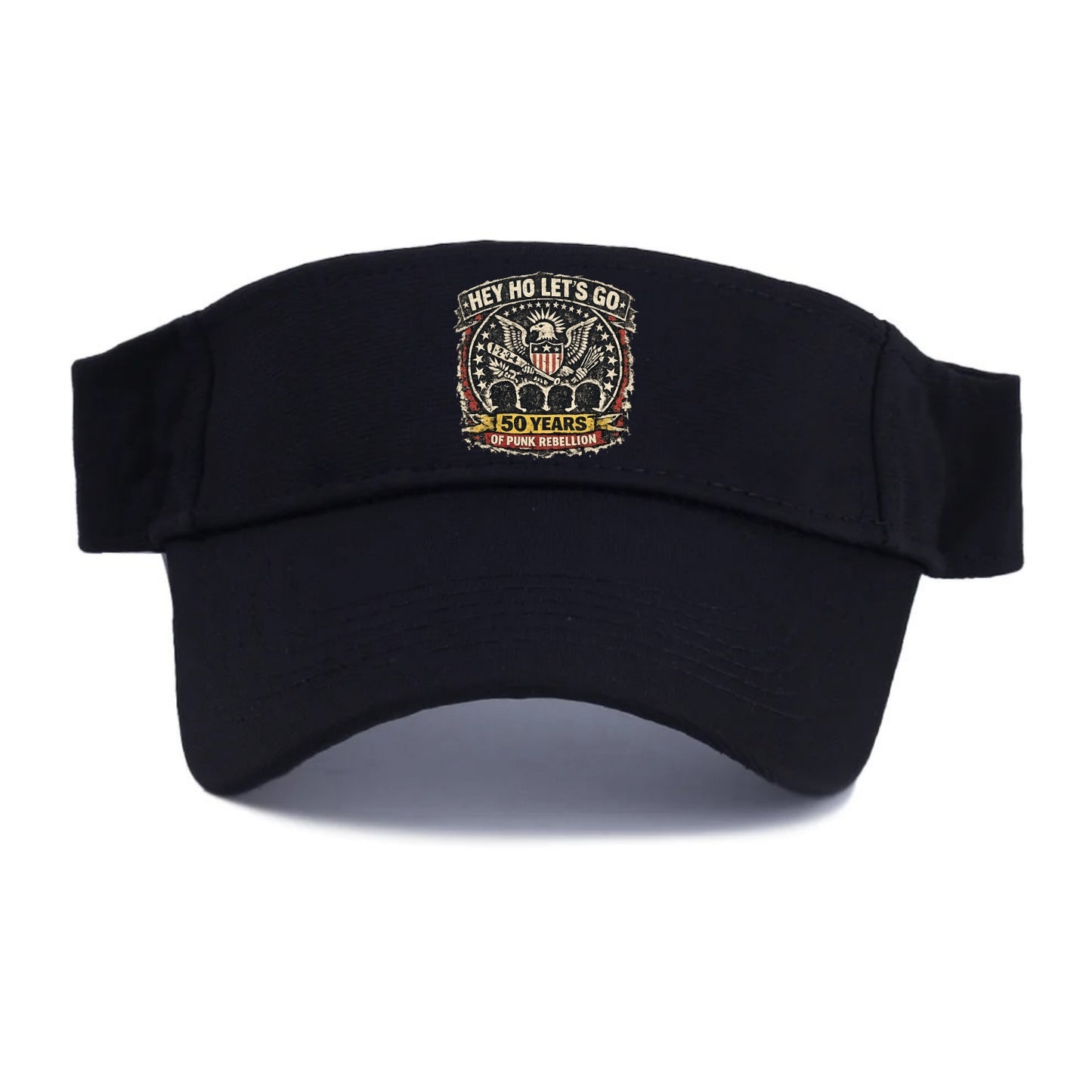 RAMONES LEGACY | Hey Ho Let's Go typography | Presidential seal parody | Four heads - Visor - Black