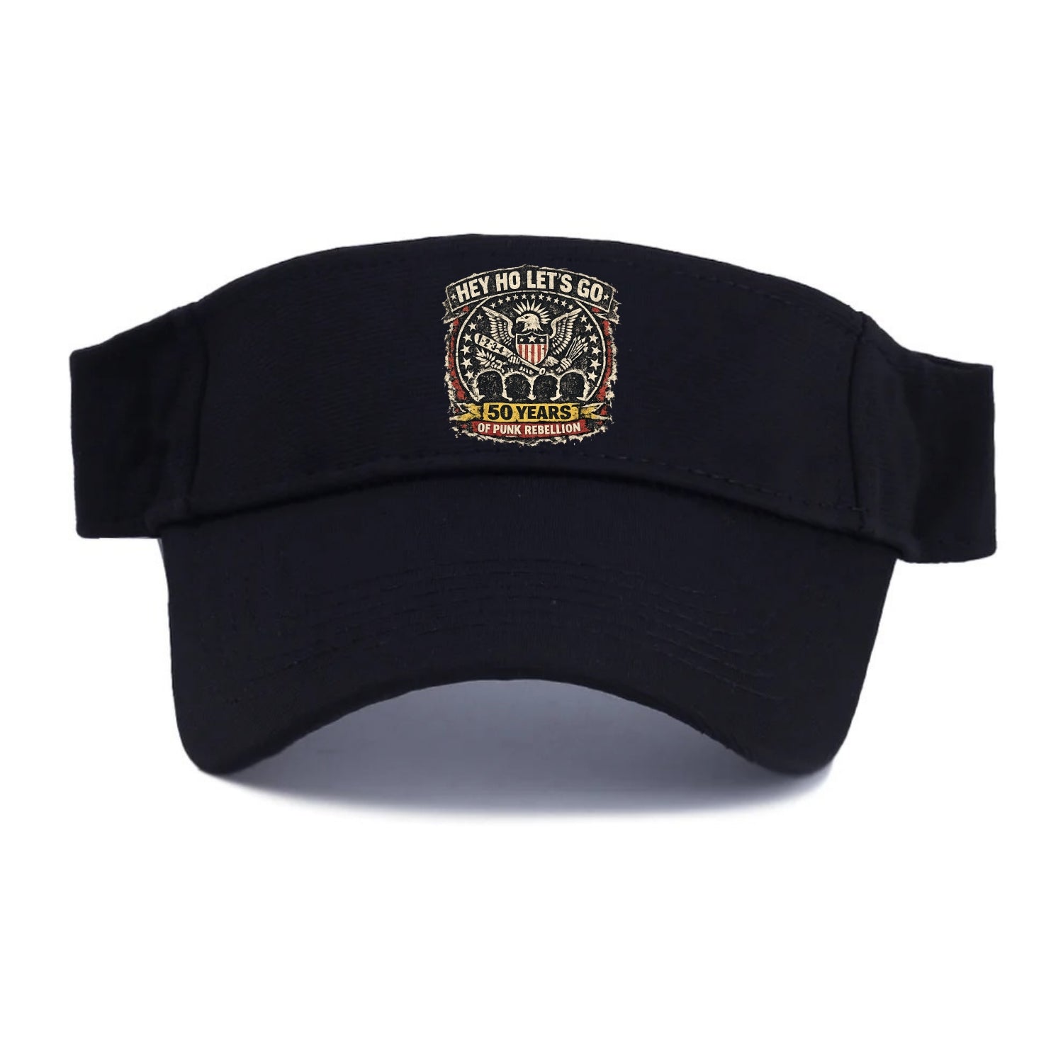 RAMONES LEGACY | Hey Ho Let's Go typography | Presidential seal parody | Four heads - Visor - Black