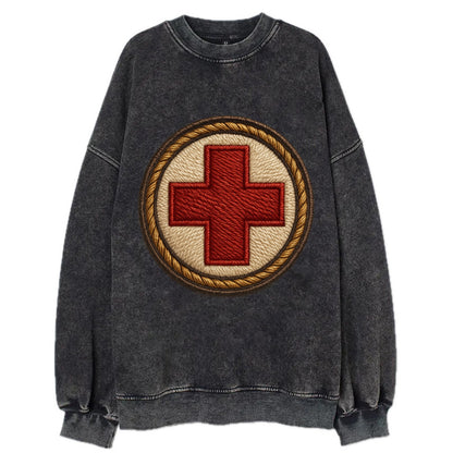 Medical Cross  - Vintage Sweatshirt - Black