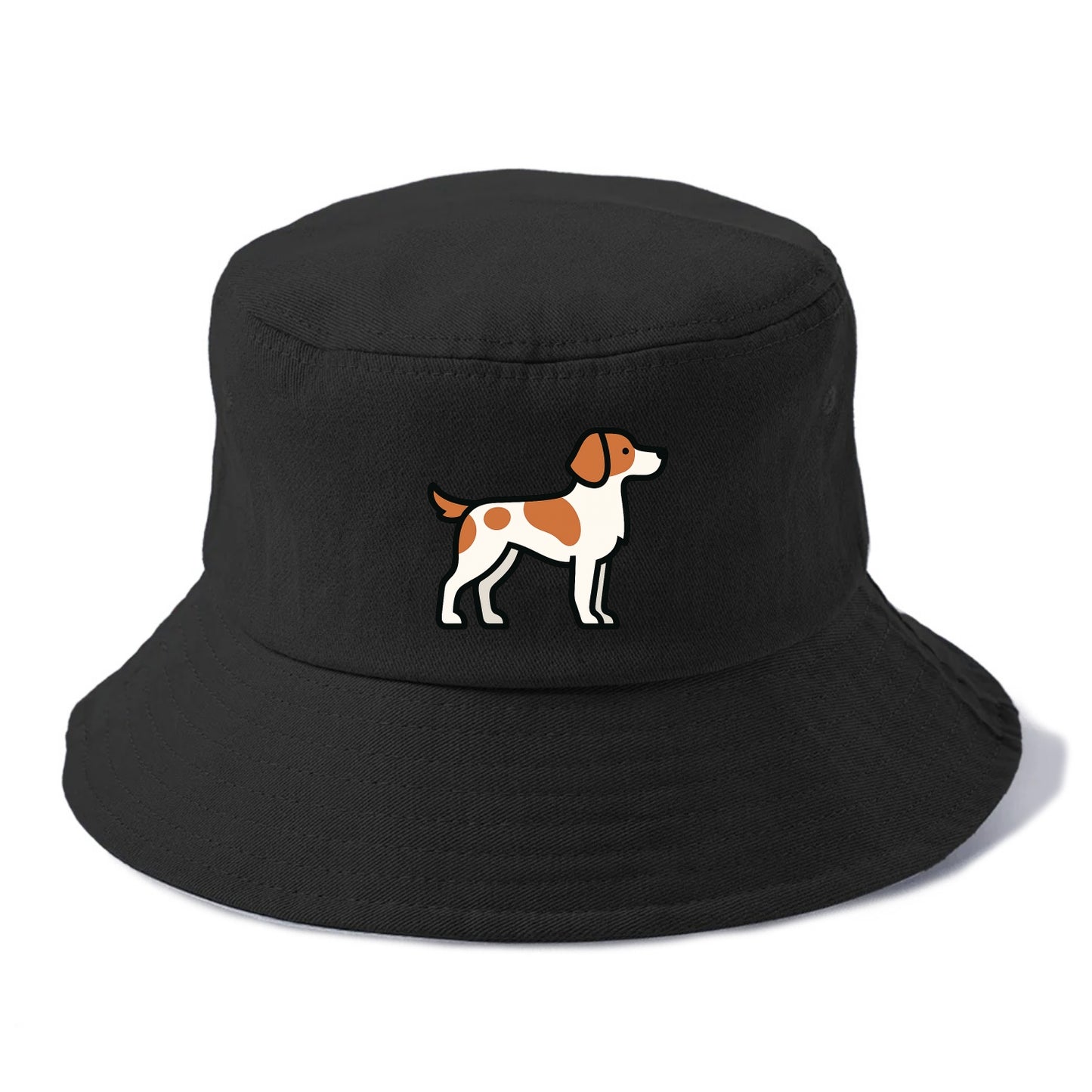 Brittany Spaniel - Orange and white flat side profile - Bucket Hat - Black