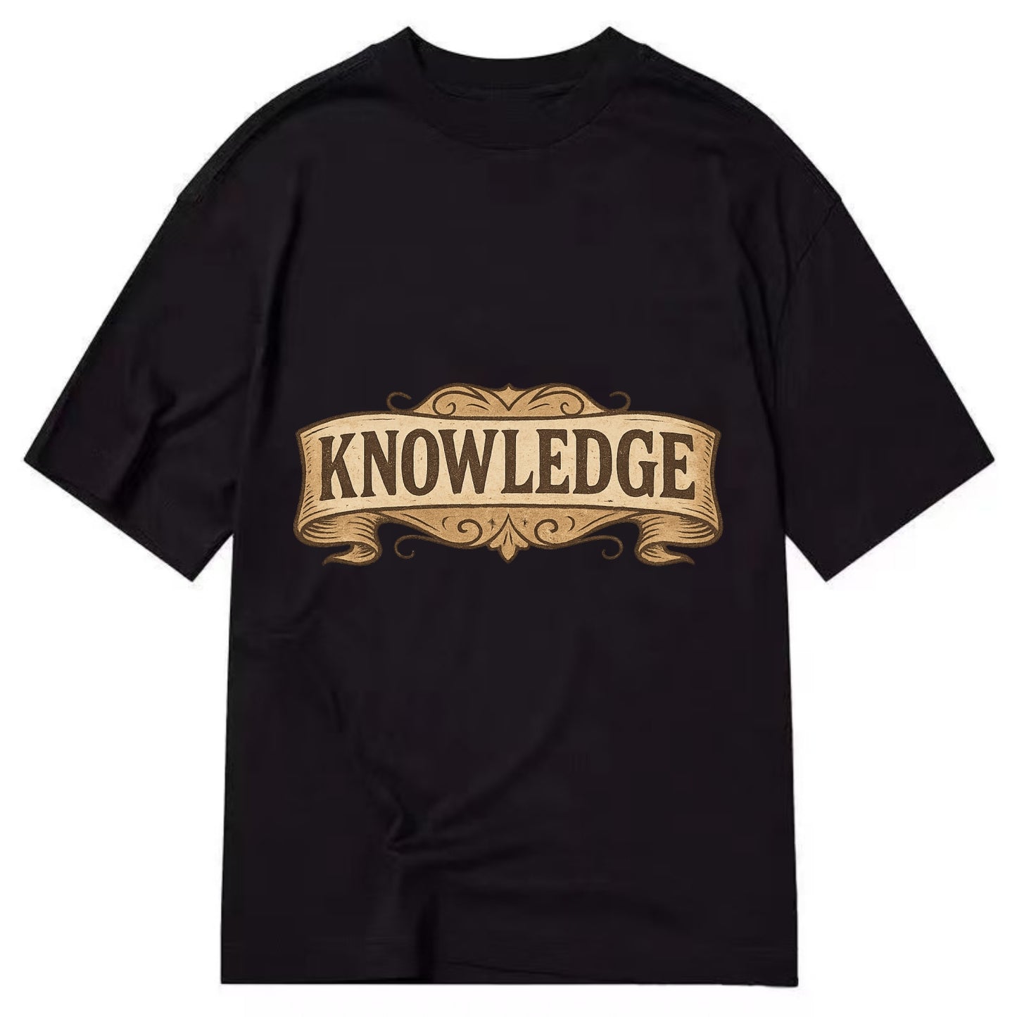 Bold typography design - "KNOWLEDGE" - learning, understanding - Classic T-shirt - Black