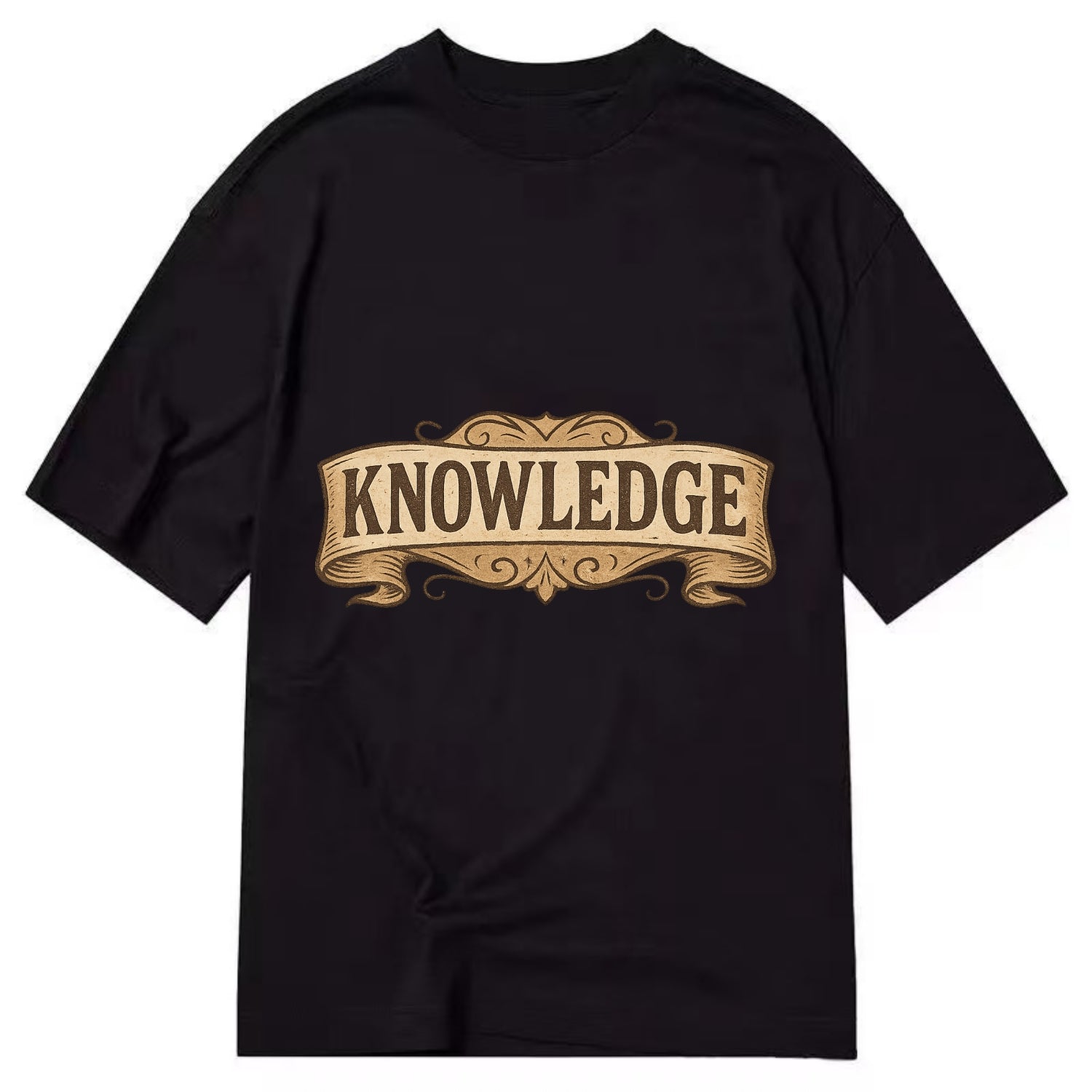 Bold typography design - "KNOWLEDGE" - learning, understanding - Classic T-shirt - Black