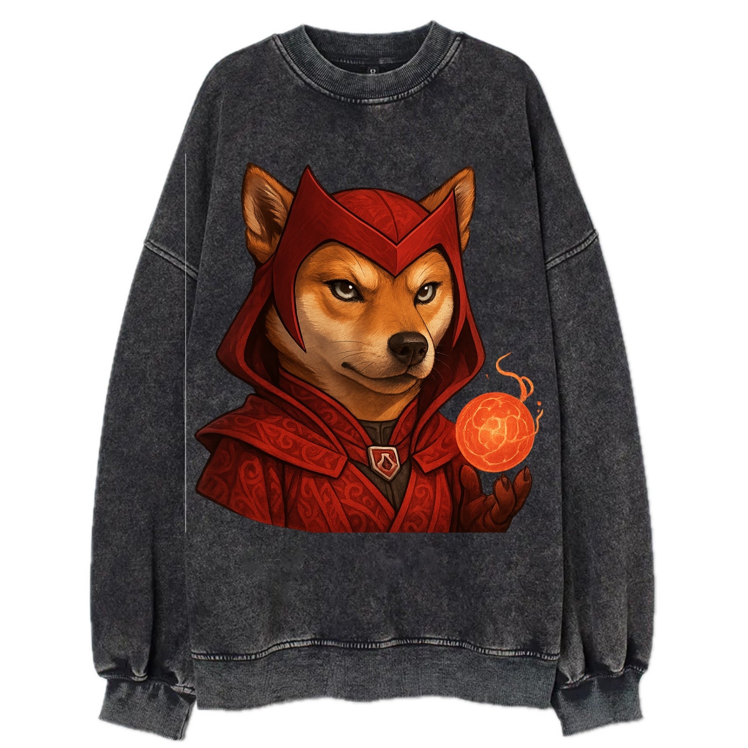 Shiba Inu Scarlet Witch  - Vintage Sweatshirt - Black