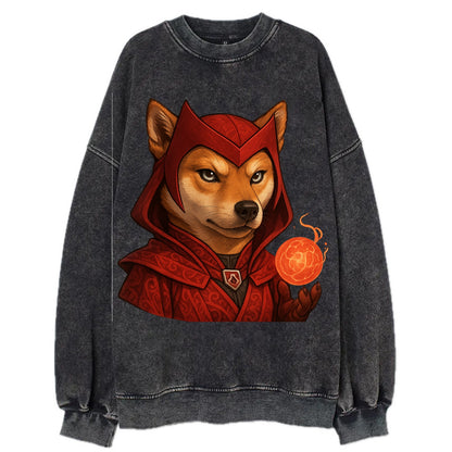 Shiba Inu Scarlet Witch  - Vintage Sweatshirt - Black