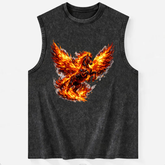 PHOENIX FIRE HORSE | Horse emerging from flames like phoenix | Rebirth - Vintage Washed Tank - Black