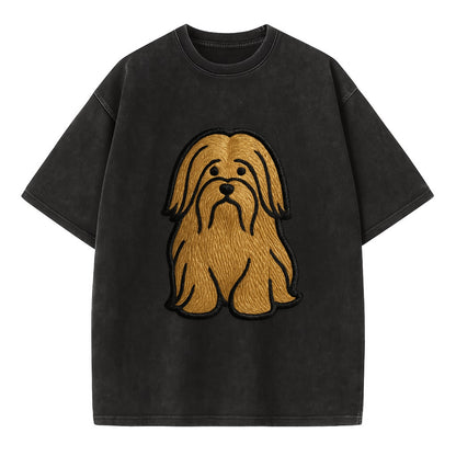 Lhasa Apso - Trendy long-haired design w - Vintage T-shirt - Black