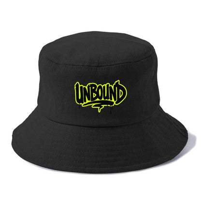 Bold typography design - "UNBOUND" - without limits, free from constraints - Bucket Hat - Black