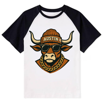 Austin Longhorn - Contrast Raglan T-shirt - Black