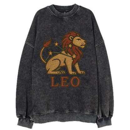 Leo Lion  - Vintage Sweatshirt - Black