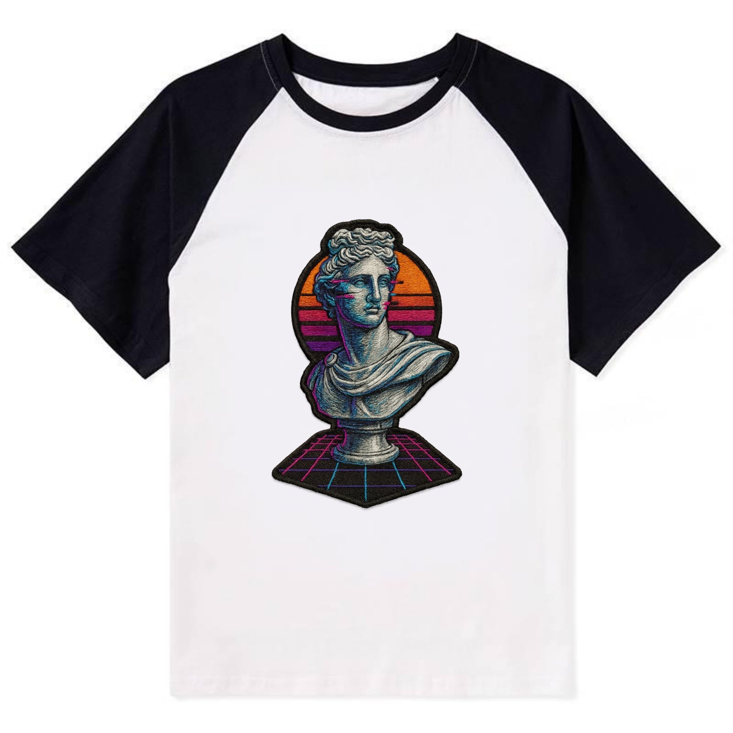 Greek Statue - Contrast Raglan T-shirt - Black