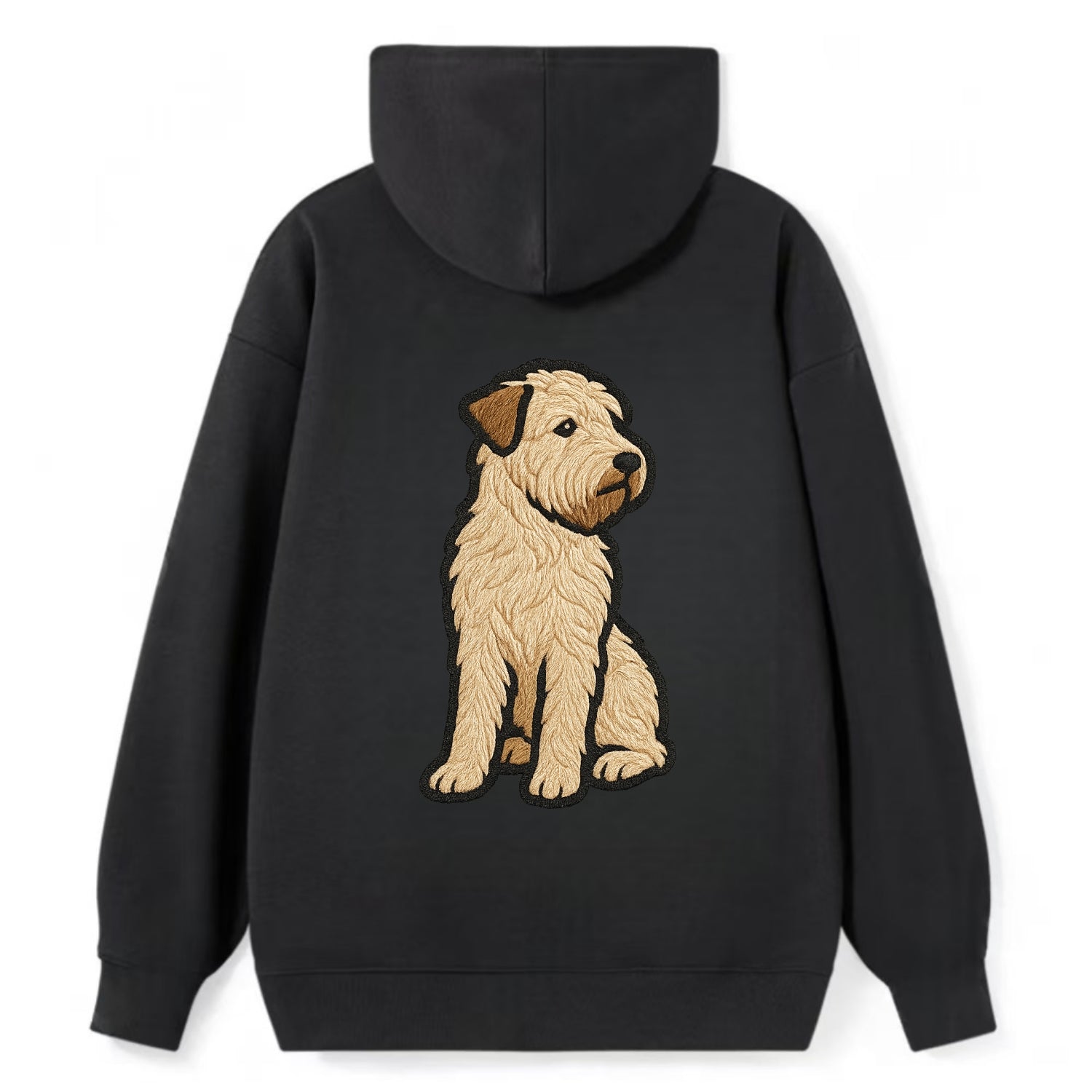 Soft Coated Wheaten Terrier - Light tan flowing coat embroidered pose - Classic Pullover Hoodie - Black