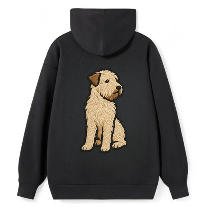Soft Coated Wheaten Terrier - Light tan flowing coat embroidered pose - Classic Pullover Hoodie - Black