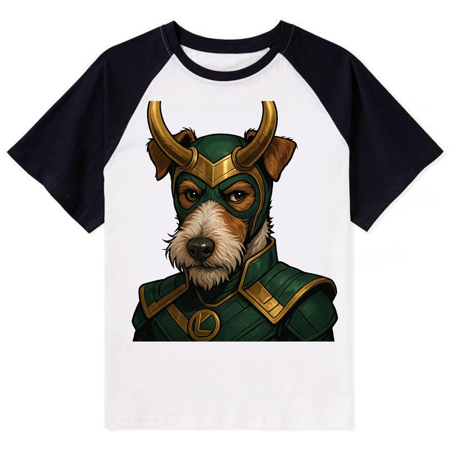 Fox Terrier Loki  - Contrast Raglan T-shirt - Black