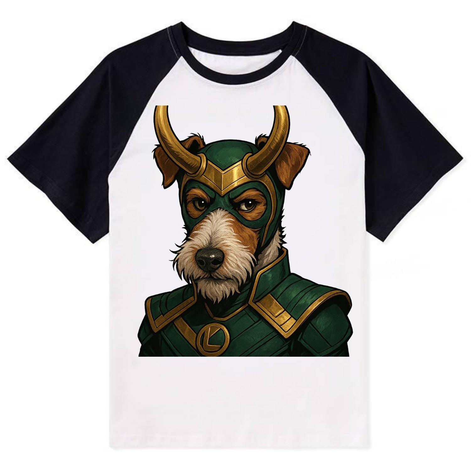 Fox Terrier Loki  - Contrast Raglan T-shirt - Black
