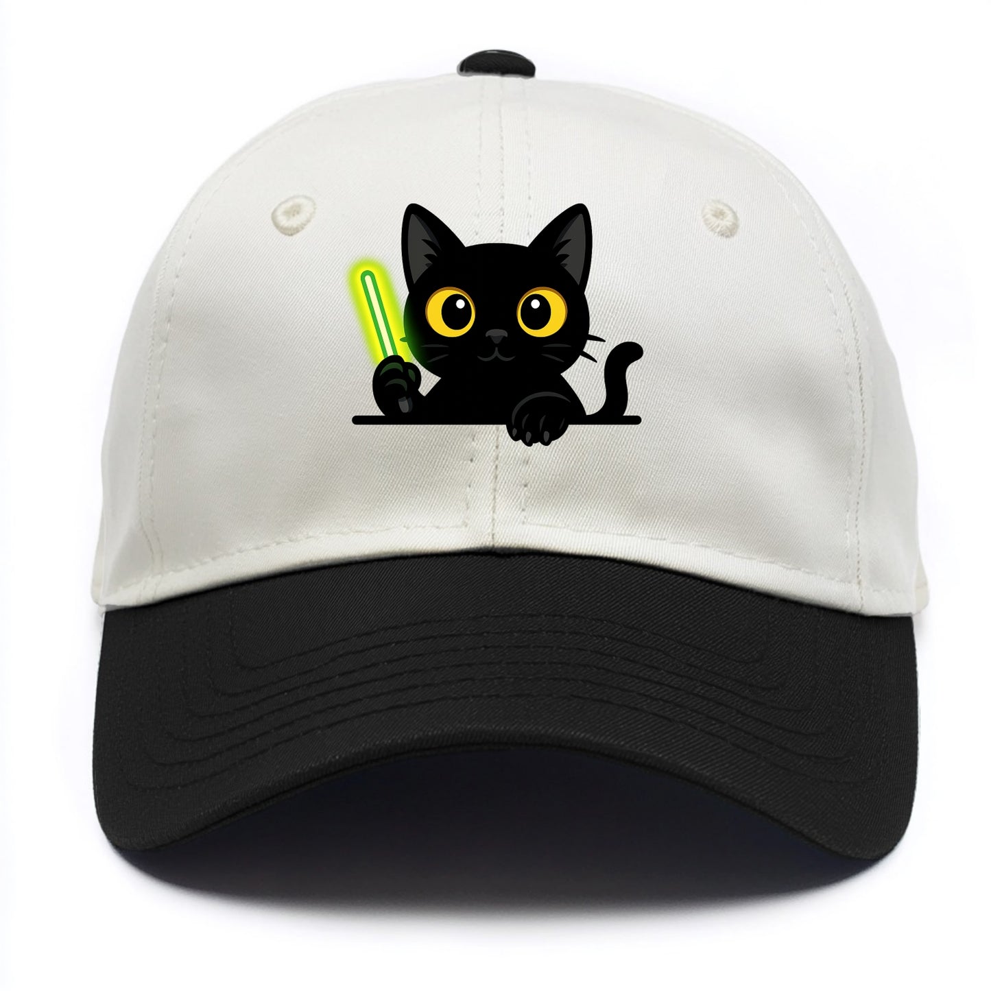 Midnight the black cat fist bumping the viewer with right paw extended. - Two Tone Cap - Black