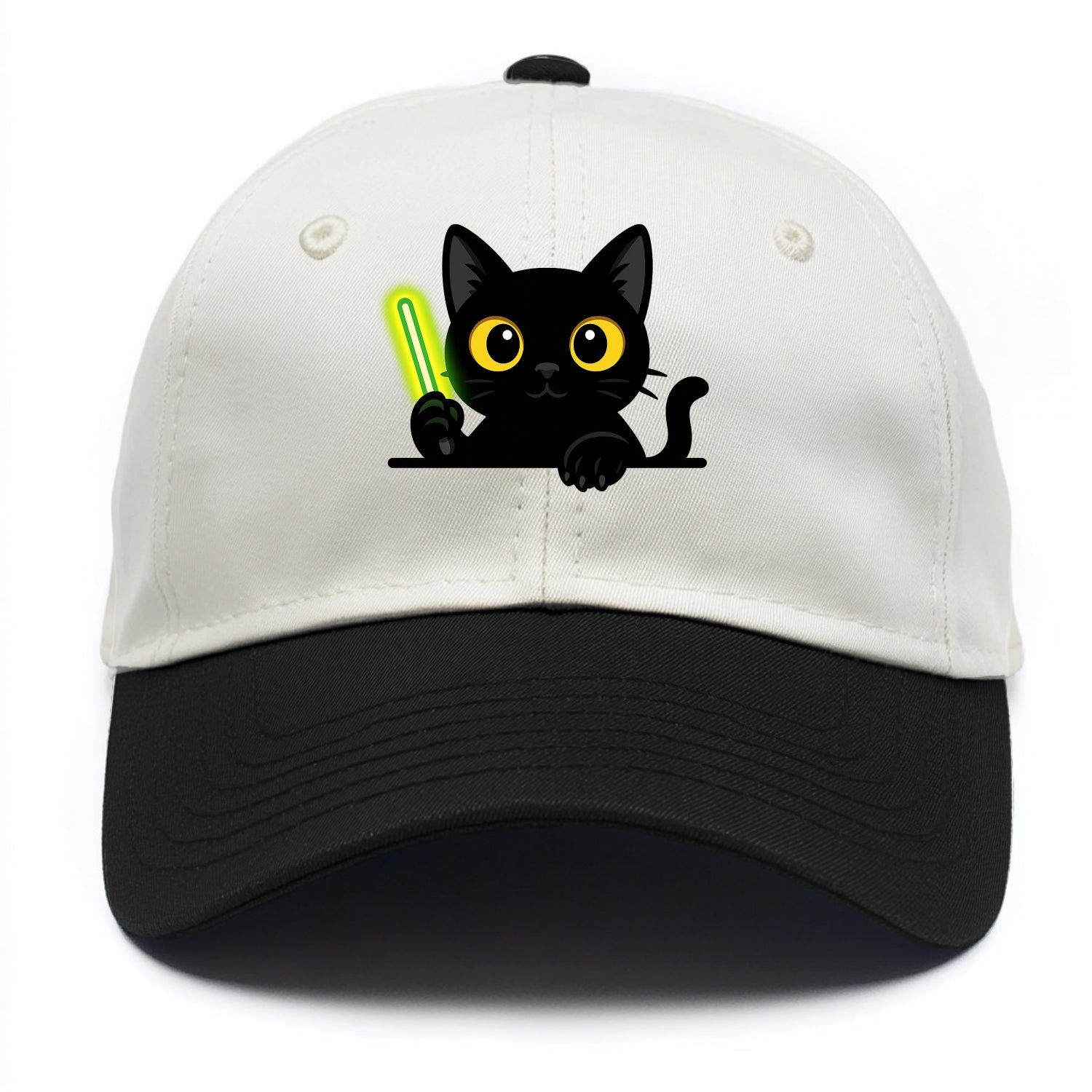 Midnight the black cat fist bumping the viewer with right paw extended. - Two Tone Cap - Black