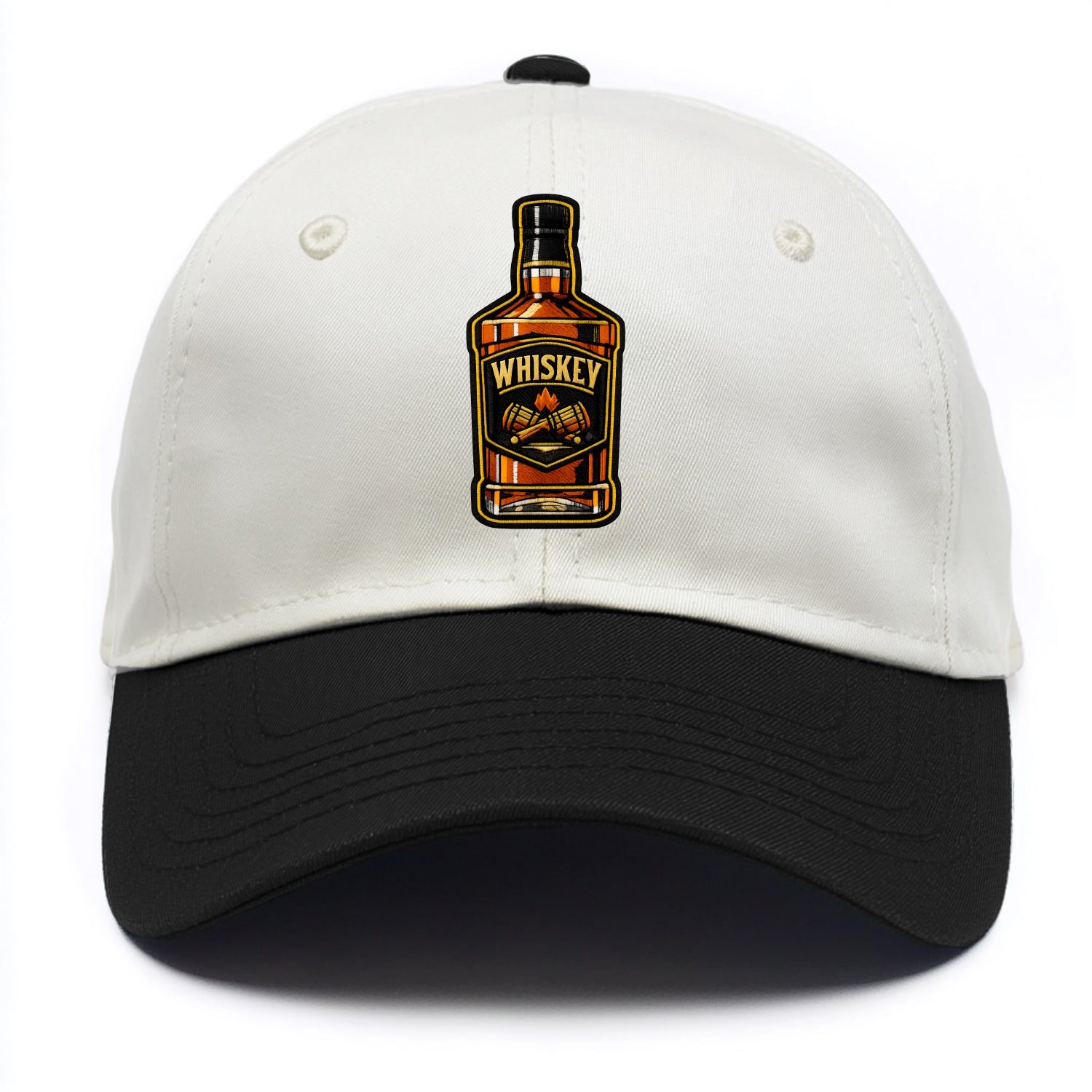 WHISKEY BOTTLE - bourbon bottle in amber and gold , spirits connoisseur - Two Tone Cap - Black