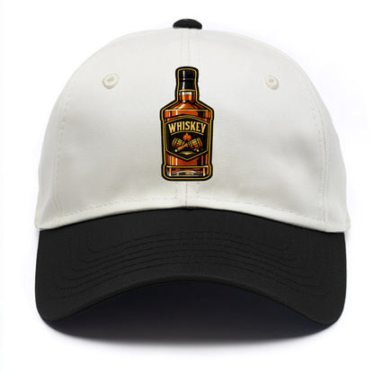 WHISKEY BOTTLE - bourbon bottle in amber and gold , spirits connoisseur - Two Tone Cap - Black