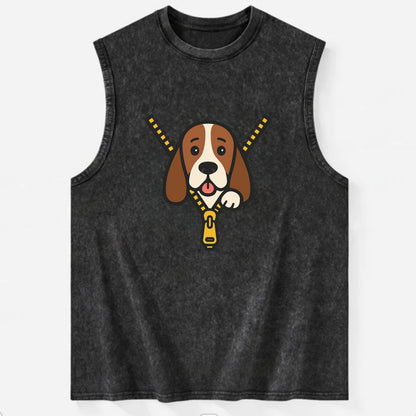 Basset Hound - Vintage Washed Tank - Black