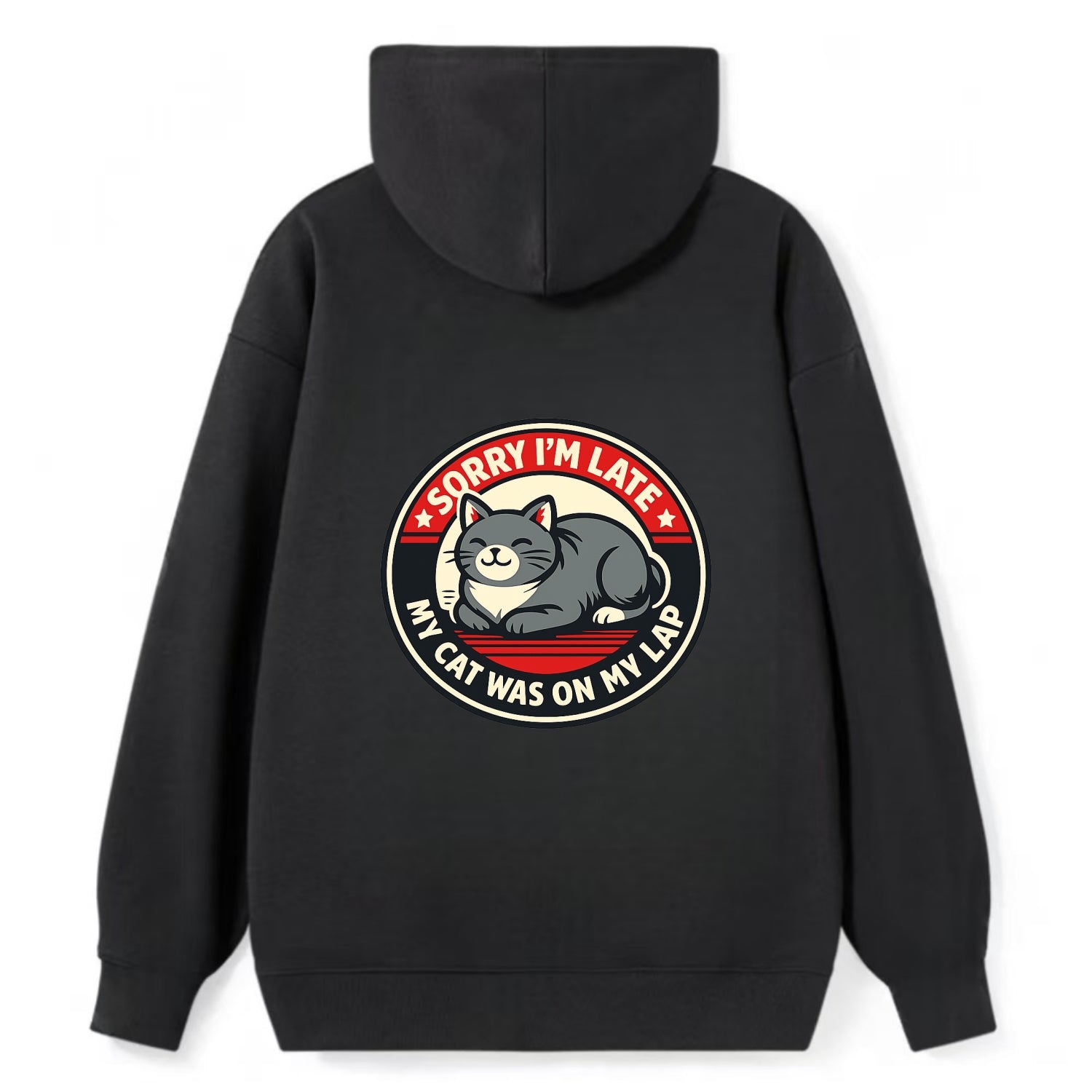 Charming Cat Loaf Excuse Emblem - Classic Pullover Hoodie - Black