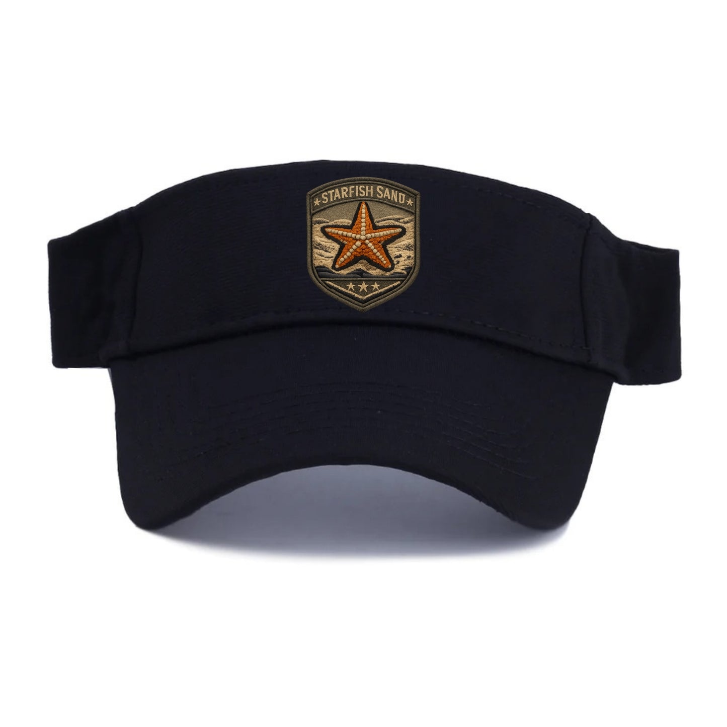 STARFISH SAND - sea star in orange and tan , beachcomber - Visor - Black