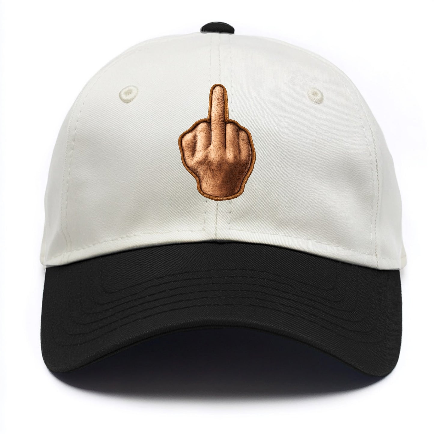 MIDDLE FINGER - hand gesture in skin tone , attitude - Two Tone Cap - Black