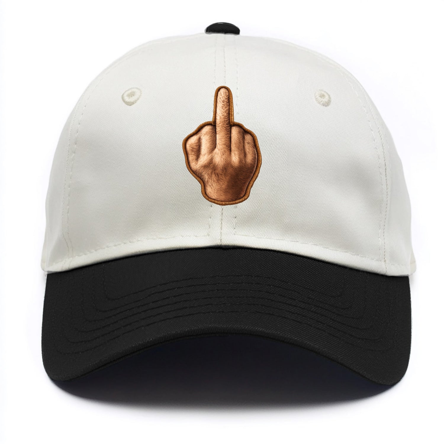 MIDDLE FINGER - hand gesture in skin tone , attitude - Two Tone Cap - Black