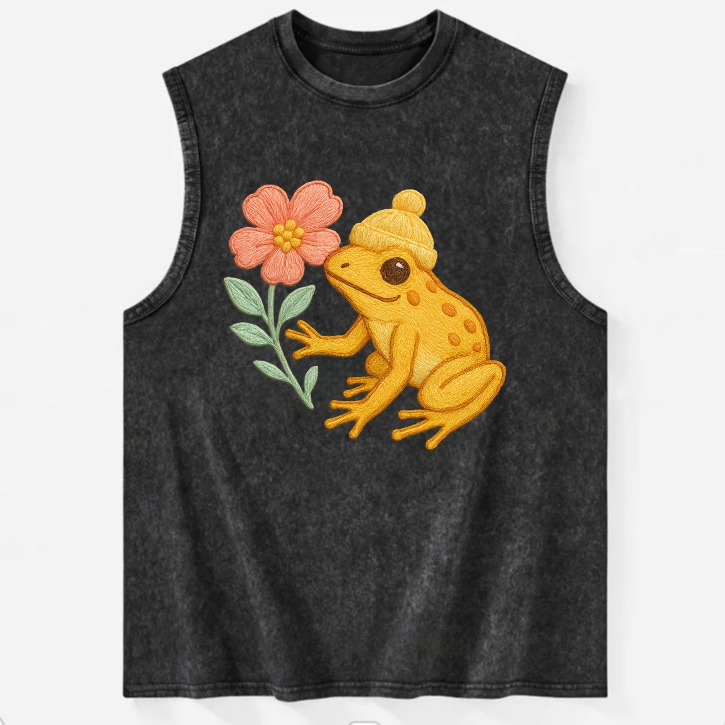 Yellow Dart Frog - Vintage Washed Tank - Black